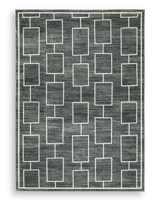 Elderland - 5' x 7' Washable Rug - Black / Gray