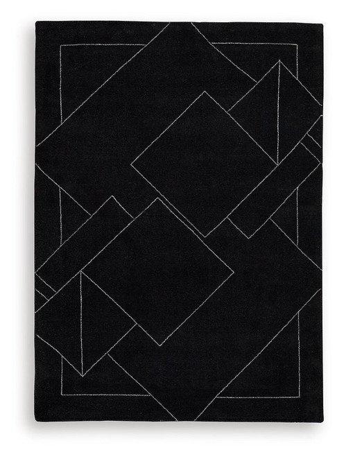 Marav - 5' x 7' Rug - Black / White