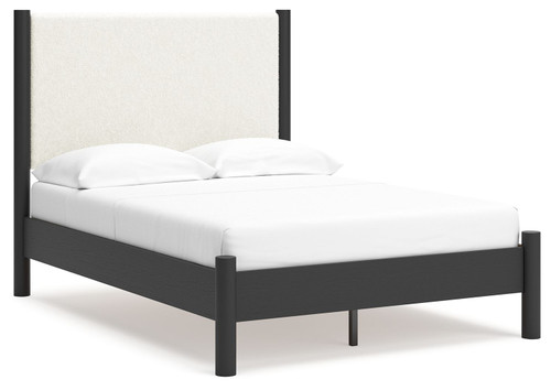 Cadmori - Full Upholstered Panel Bed - Black / White