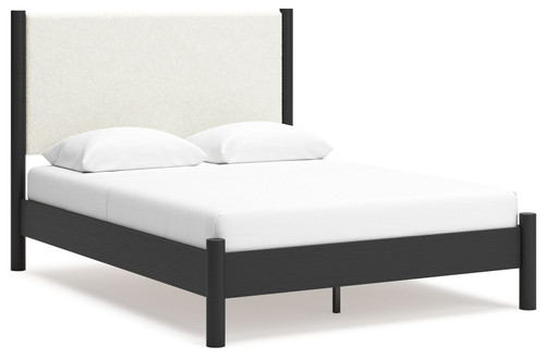 Cadmori - Queen Upholstered Panel Bed - Black / White