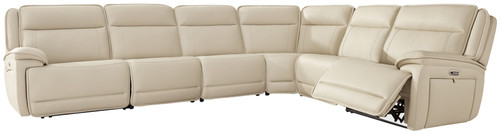 Double Deal - 6-Piece Power Reclining Sectional - Almond