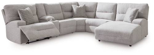 Acklen Place - 6-Piece Power Reclining Sectional With Raf Power Reclining Back Chaise - Pewter