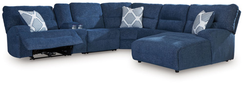 Acklen Place - 6-Piece Power Reclining Sectional With Raf Power Reclining Back Chaise - Navy