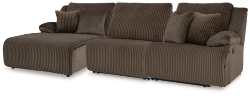 Top Tier - 3-Piece Reclining Sectional With Laf Press Back Chaise - Chocolate