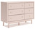 Wistenpine - 8 Pc. - Dresser, Mirror, Chest, Full Upholstered Panel Bed With Under Bed Storage - Blush