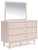 Wistenpine - 8 Pc. - Dresser, Mirror, Twin Upholstered Panel Bed, 2 Nightstands - Blush