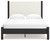 Cadmori - 5 Pc. - Dresser, Mirror, Queen Upholstered Panel Bed - Black / White
