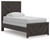 Prendonea - 6 Pc. - Dresser, Mirror, Twin Panel Bed, 2 Nightstands - Charcoal