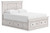 Makidern - Queen Panel Storage Bed With Under Bed Storage Unit And Storage Footboard - Whitewash