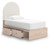Arloster - Twin Upholstered Panel Bed With Side Storage Unit - Tan / White