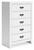Binterglen - Five Drawer Chest - White