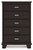 Covetown - Five Drawer Chest - Dark Brown