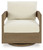 Serene Bay - Swivel Glider Chair With Cushion - Dark Brown / White