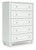 Kozlani - Five Drawer Chest - White
