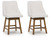 Cabalynn - Upholstered Swivel Barstool (Set of 2) - Oatmeal / Light Brown