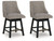 Neymorton - Upholstered Swivel Barstool (Set of 2) - Dark Grayish Brown
