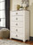 Willowton - Five Drawer Chest - Brown / Beige / White