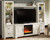 Bellaby - 5 Pc. - Entertainment Center - 63" TV Stand with Fireplace Insert Glass/Stone - Whitewash