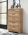 Hyanna - 9 Pc. - Dresser, Mirror, Chest, King Panel Bed with Footboard Storage, 2 Nightstands - Tan