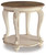 Realyn - Round End Table - White / Brown