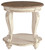 Realyn - Round End Table - White / Brown