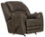 Hayden - Fabric Chaise Rocker Recliner With Heat / Massage & Oversize Xtra Comfort Footrest - Dark Brown