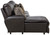 Como - 3 Piece Italian Leather Match Manual Reclining Sofa / Chaise With 1 Reclining Seat And LSF Chaise - Chocolate