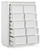 Chalanna - 6 Pc. - Dresser, Mirror, Chest, King Upholstered Storage Bed - White