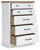 Ashbryn - 8 Pc. - Dresser, Mirror, Chest, King Panel Storage Bed, 2 Nightstands - White / Natural