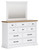 Ashbryn - 5 Pc. - Dresser, Mirror, California King Panel Storage Bed - White / Natural