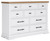 Ashbryn - 5 Pc. - Dresser, Mirror, King Panel Storage Bed - White / Natural