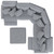 Majesty - 3 Piece Deep Seating Power Reclining Sectional With 1 Castered Cocktail Ottoman - Shark