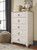 Willowton - 6 Pc. - Dresser, Mirror, Chest, King Panel Headboard, 2 Nightstands - Whitewash