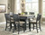 Tyler Creek - 7 Pc. - Counter Table, 6 Barstools - Dark Gray