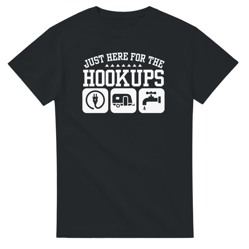 Just Here for the Hook Ups - Camping T-Shirt - Picture 76 of 76