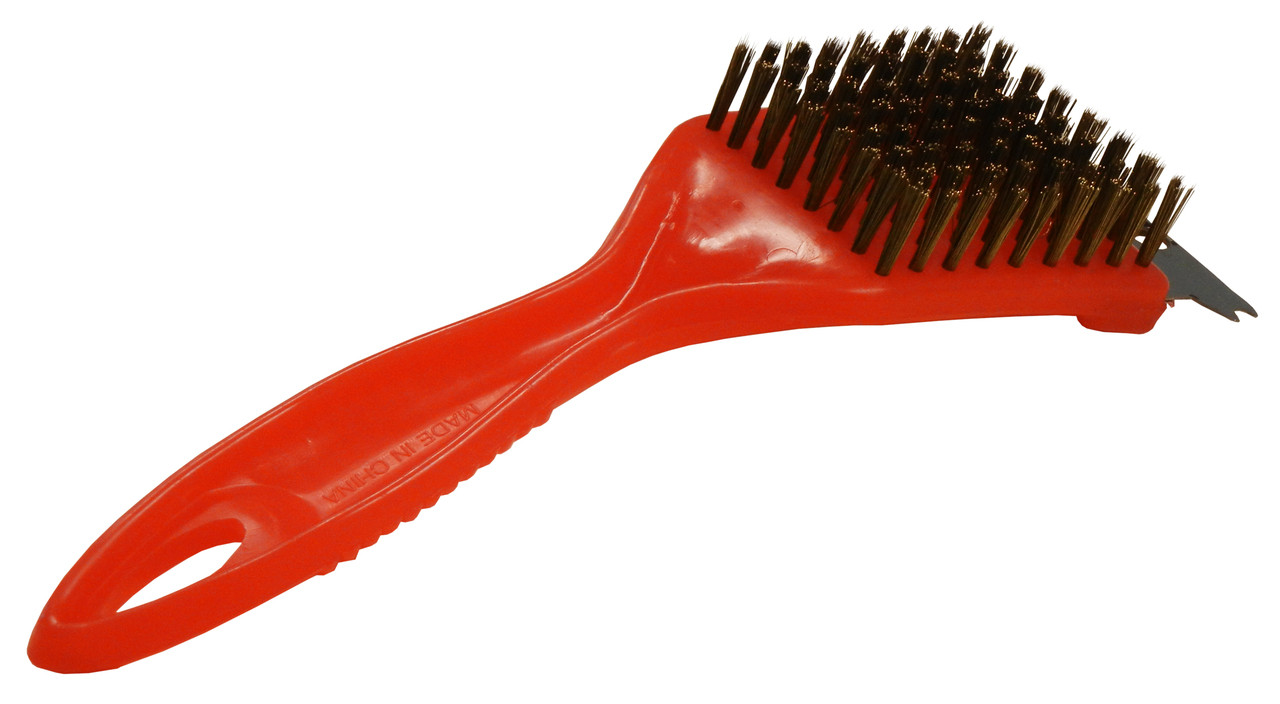 Plastic grill brush w stainless bristles and scraper Plastic grill brush w stainless bristles and scraper