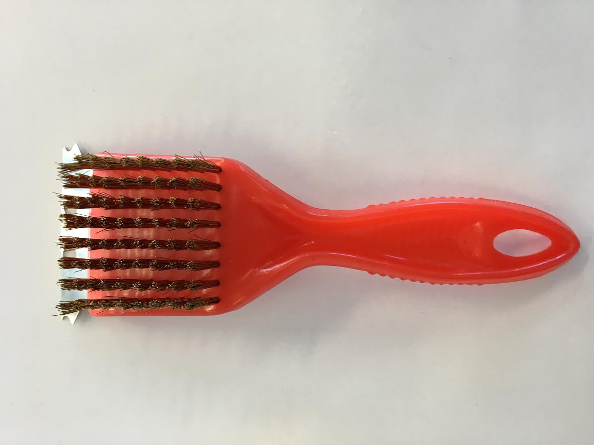 8" Plastic grill brush w stainless bristles and scraper 8" Plastic grill brush w stainless bristles and scraper