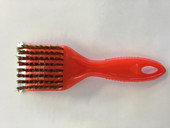 8" Plastic grill brush w stainless bristles and scraper