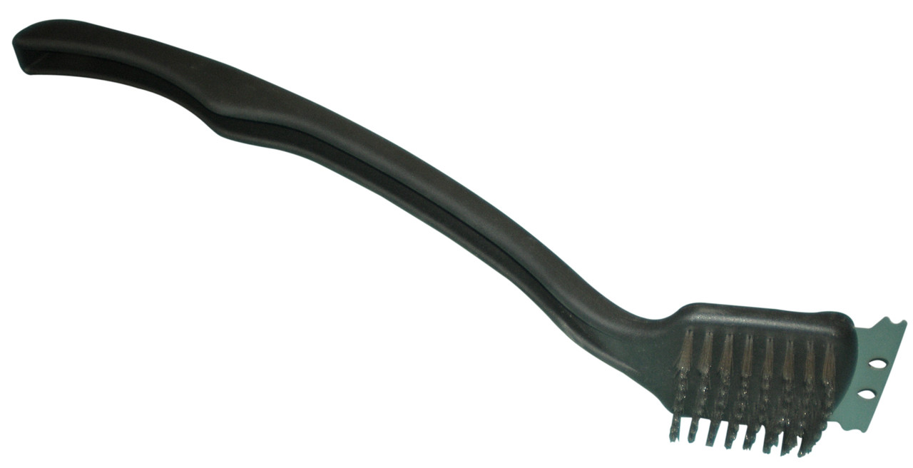 18" Long Handle Plastic Grill Brush With Stainless Bristles And Scraper 18" Long Handle Plastic Grill Brush With Stainless Bristles And Scraper