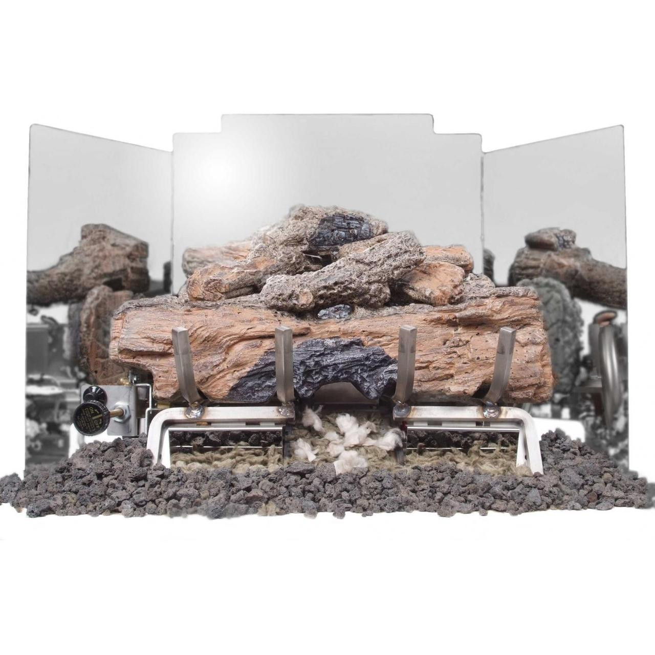 Real Fyre 24" 3-Panel Contemporary Polished Stainless Fireback - FBCP-24