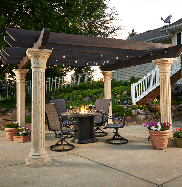 Tuscany Pergola with Wood Beams