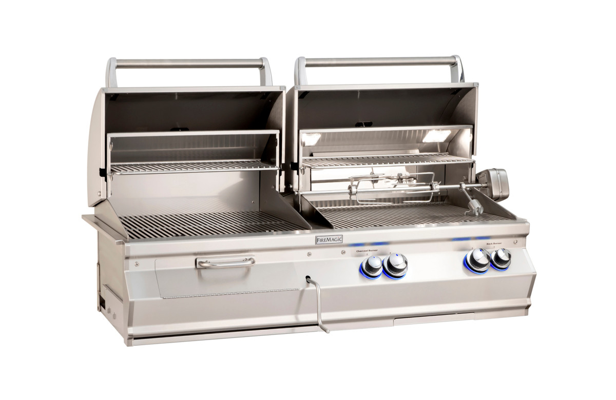 Fire Magic Aurora 830i Charcoal/Gas Built-in Grill, Rotisserie