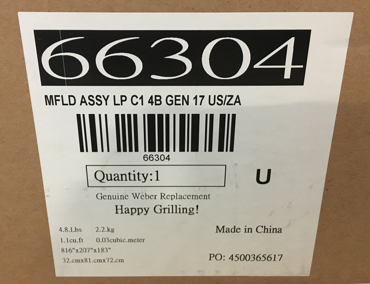 Weber Genesis II E/SE-410 LP Manifold Assembly - 66304