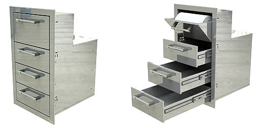 Alfresco 17" Towel Holder with Three Drawers - AXE-3DRTH