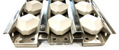 C2420009 Close up of end on Briquette tray, Heat Control Grid Coyote