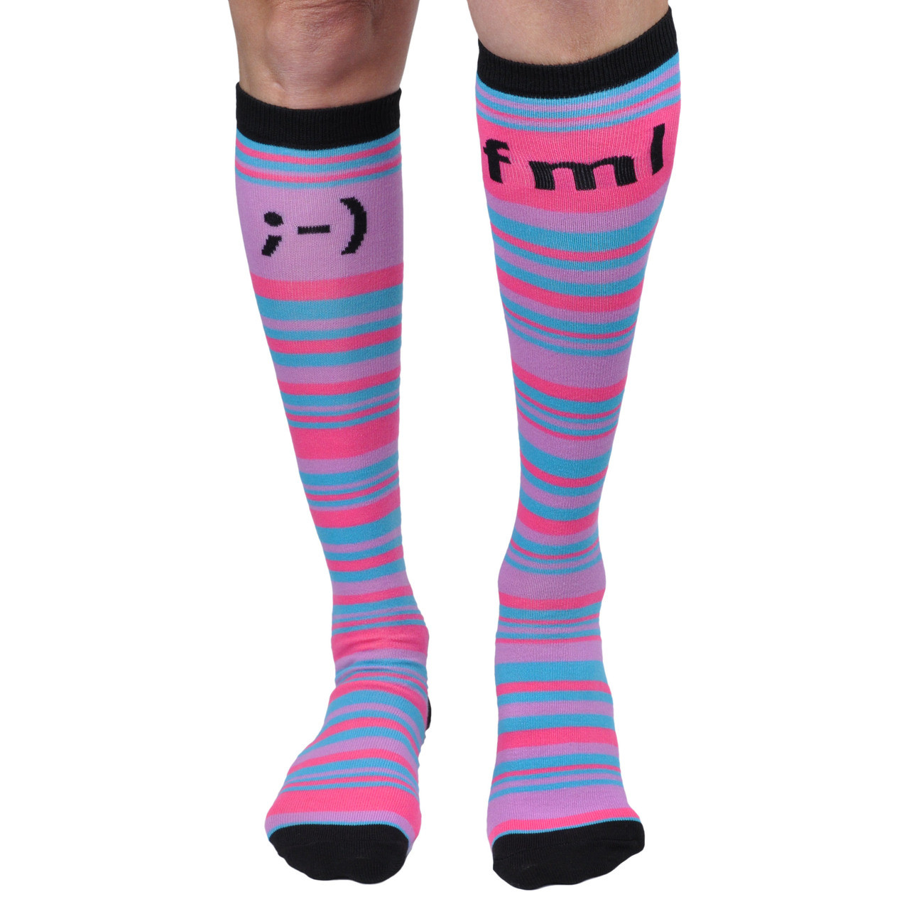 Spencers Mix And Match Texting LOL WTF OMG FML Winky Face Knee High