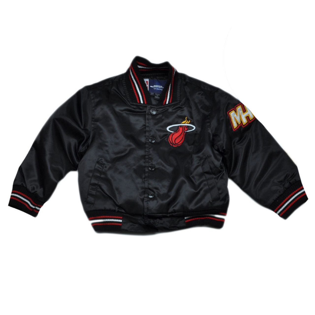 Nba Miami Heat Jh Design Toddler Kids Satin Jacket Black Snap