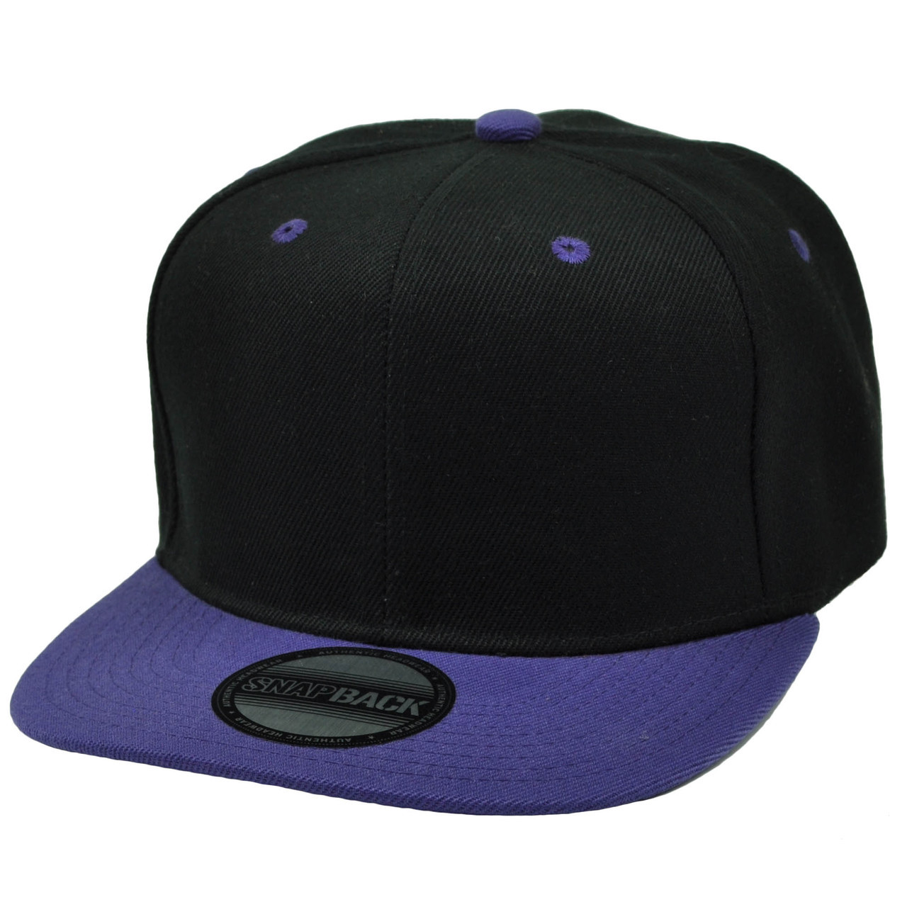 Black Purple Classic Blank Store Plain Adjustable Cap Flat - Cap Solid Hat Bill Snapback