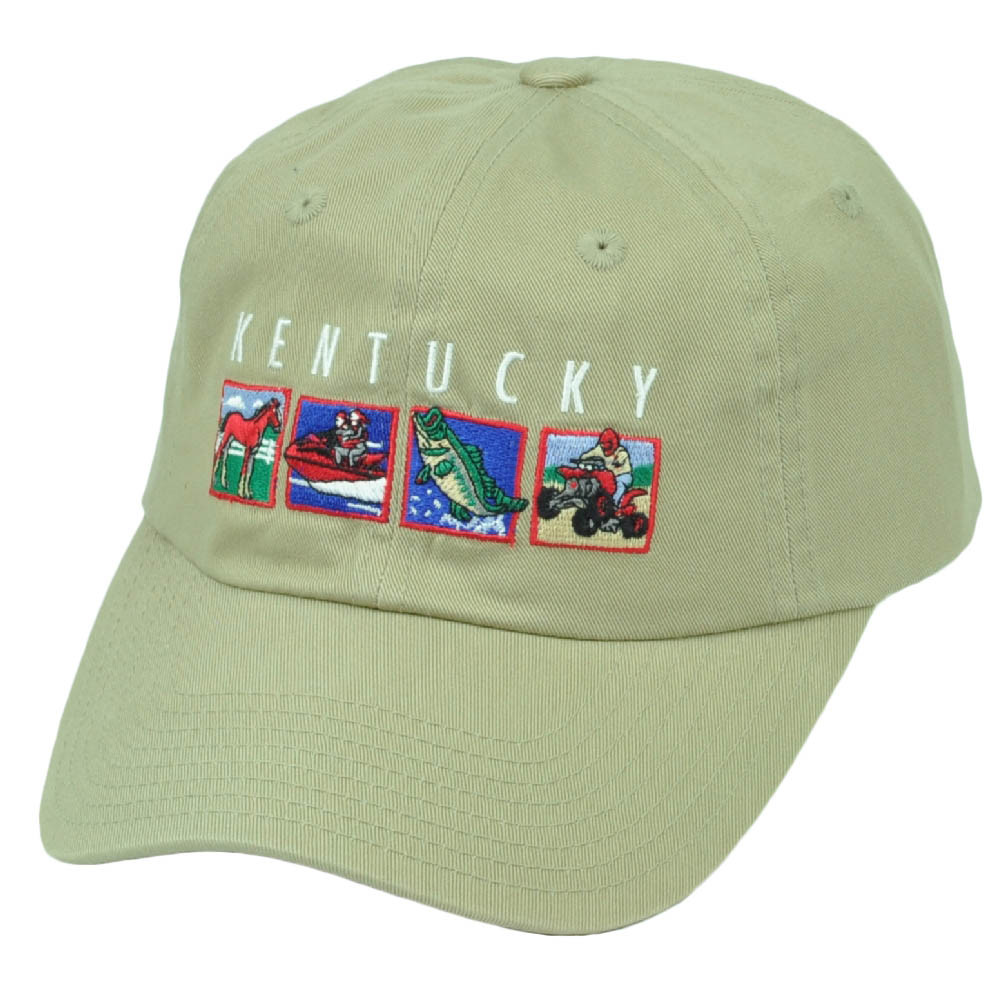 Kentucky Bluegrass State USA Khaki Relaxed Hat Cap Sun Buckle City Land ...