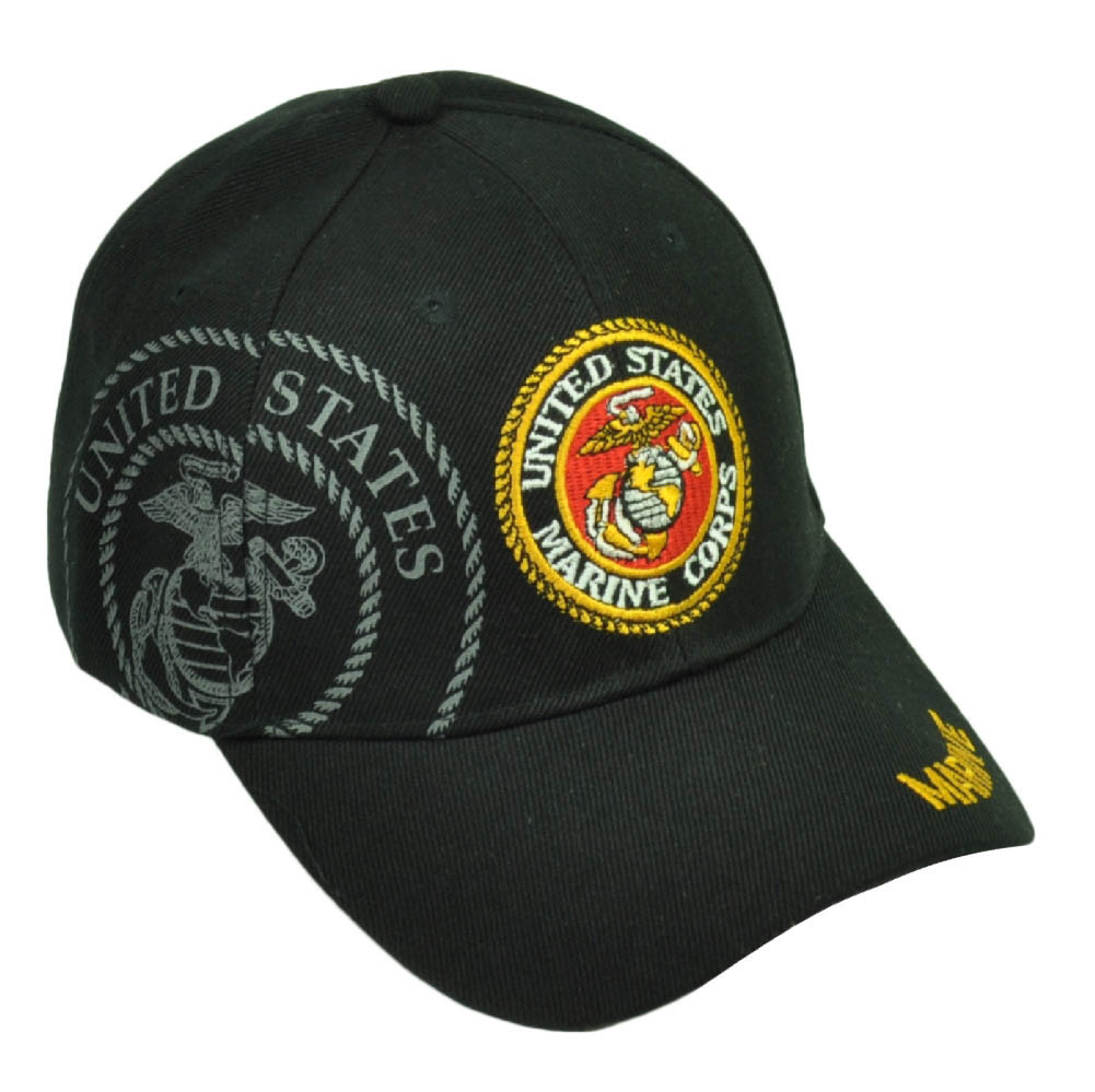United State Marine Corps Military Black Hat Cap US Adjustable USMC Few